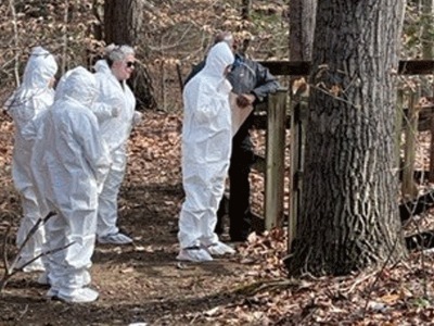 Homeland Security students at a crime scene simulation