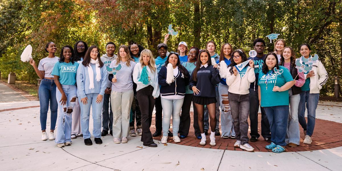AACC students in spirit wear.